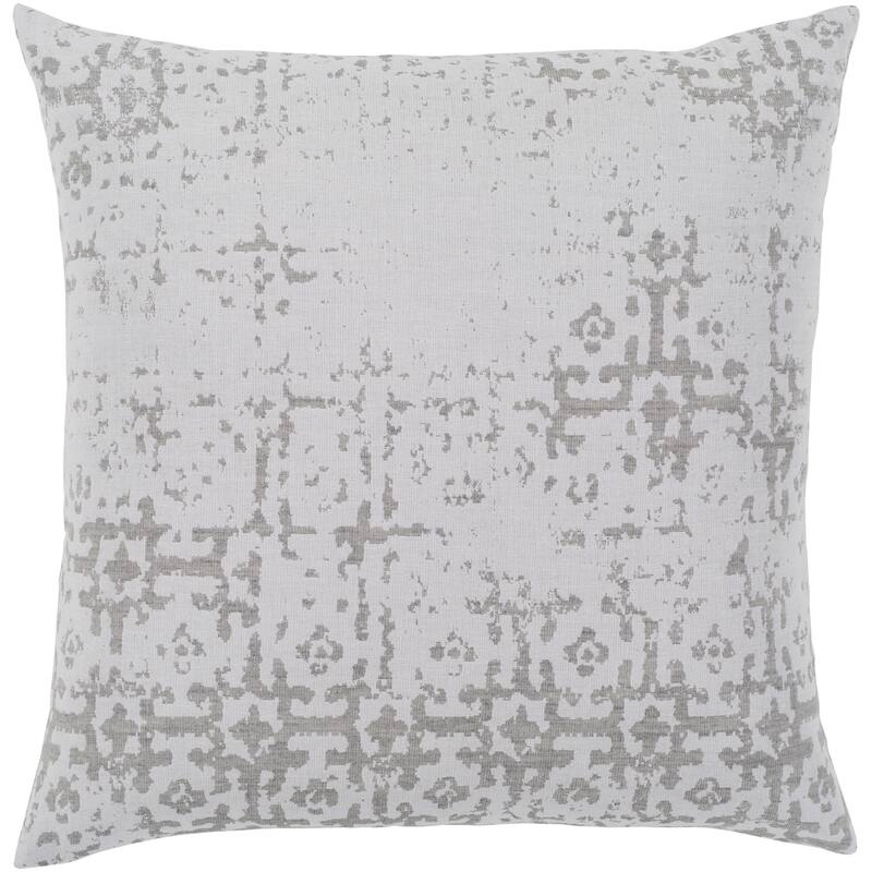 Livabliss Leopold White & Grey Poly Fill Throw Pillow (18" x 18") On